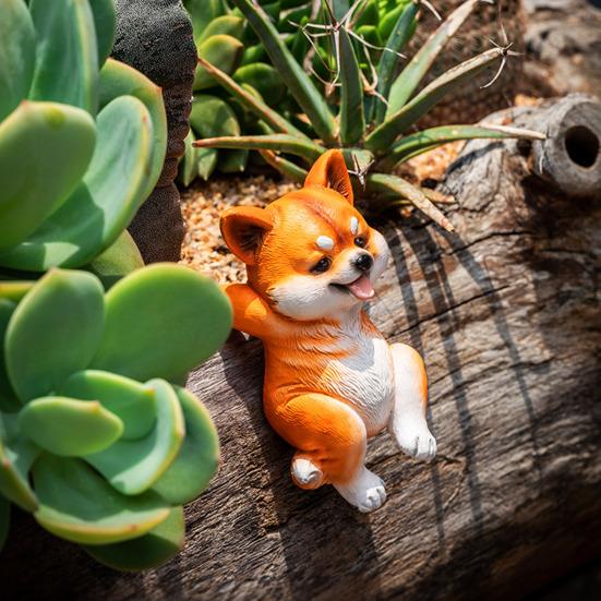 Dog Ornament Resin Animal Dog Figurine Bonsai Mini Plants Garden Hanging Pot Decor Decoration
