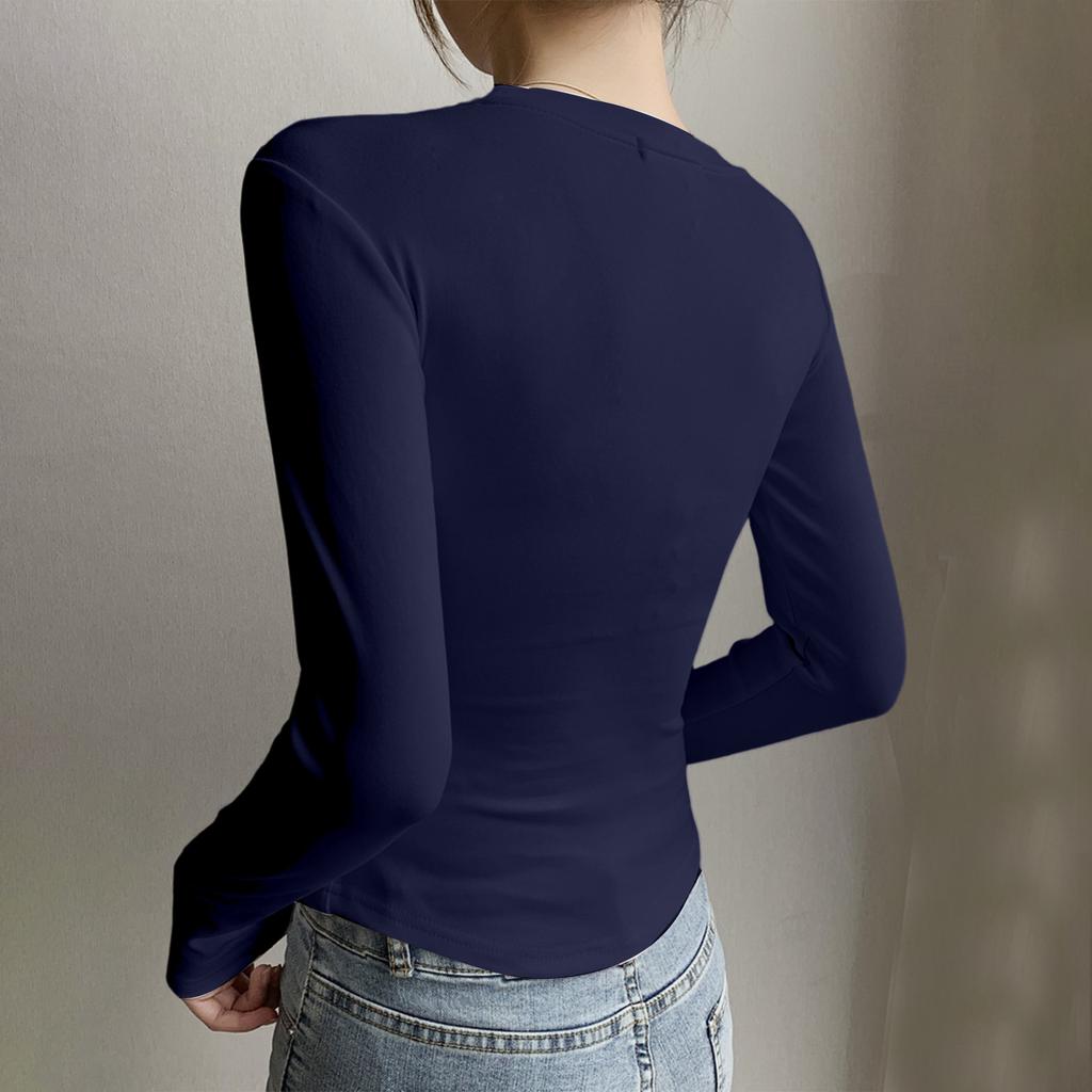 Women's Fashionable And Casual Color Long Sleeve Base Layer Top