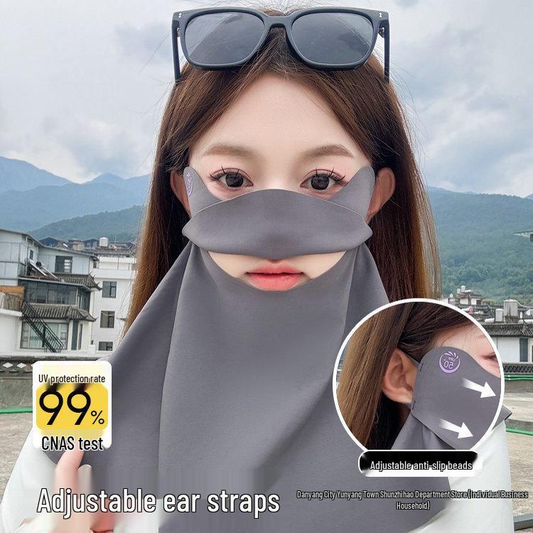 Ice Silk UV Protection Face & Neck Mask - Breathable, Washable, Seamless Sunshade for Outdoor Activities