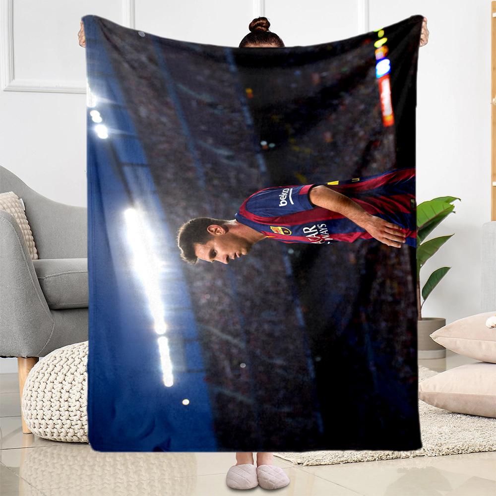 Barcelona's Messi Action Blanket Comfortable Great for Sofa Picnics Office for All Occasions Modern Style Gifts For Family Or Friends