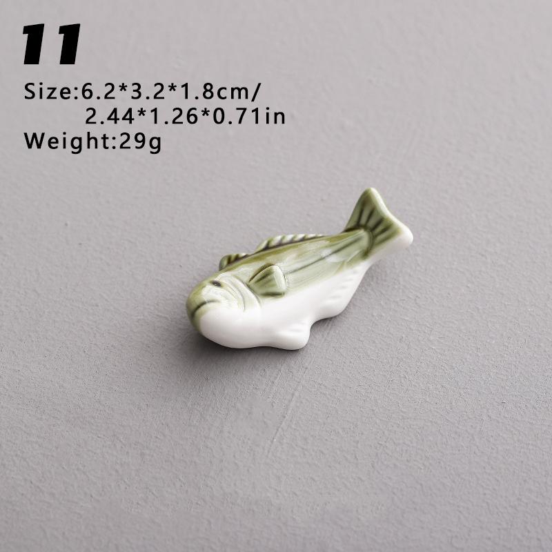 Cute Little Fish Ceramic Solid Chopstick Holder for Japanese Restaurants, Spoons, Fork Racks, Ceramic Rest Kitchen Utensils