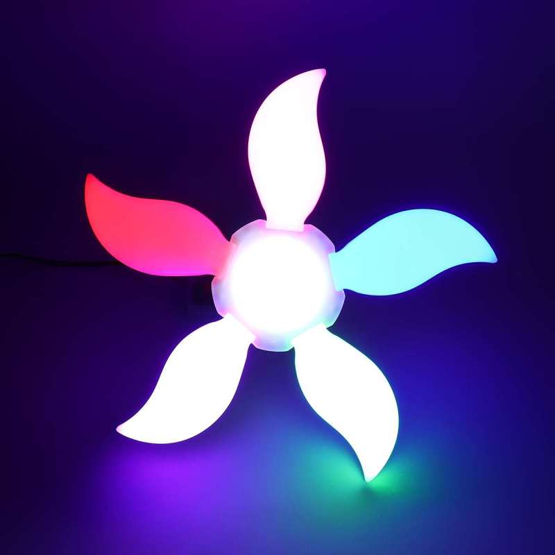 75W 140LED Garaj Lambası 5 yapraklı Katlanır Deforme Edilebilir 4800LM E27 Fan Şekli Tavan Atölye Lambası