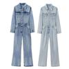 Kaslead New Arrival Women's Clothing Fashion Style Fashion Simple Straight Denim Jumpsuit 4365005