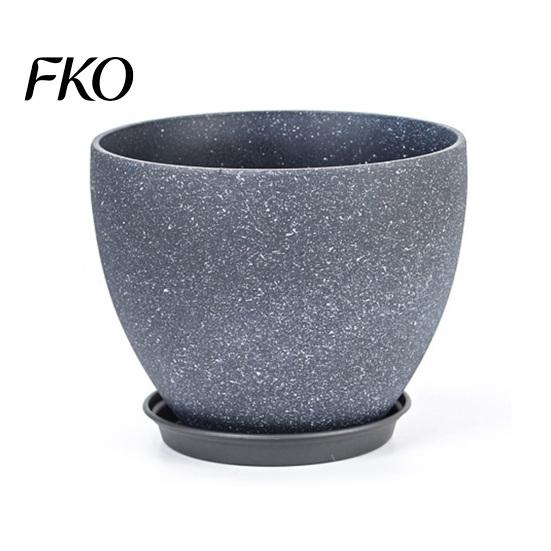Drainage System Garden Pot Grey Flowerpot with Saucer, Modern Planter Lightweight Flower for Patio Holes, Plant Indoor Outdoor Use Weatherproof