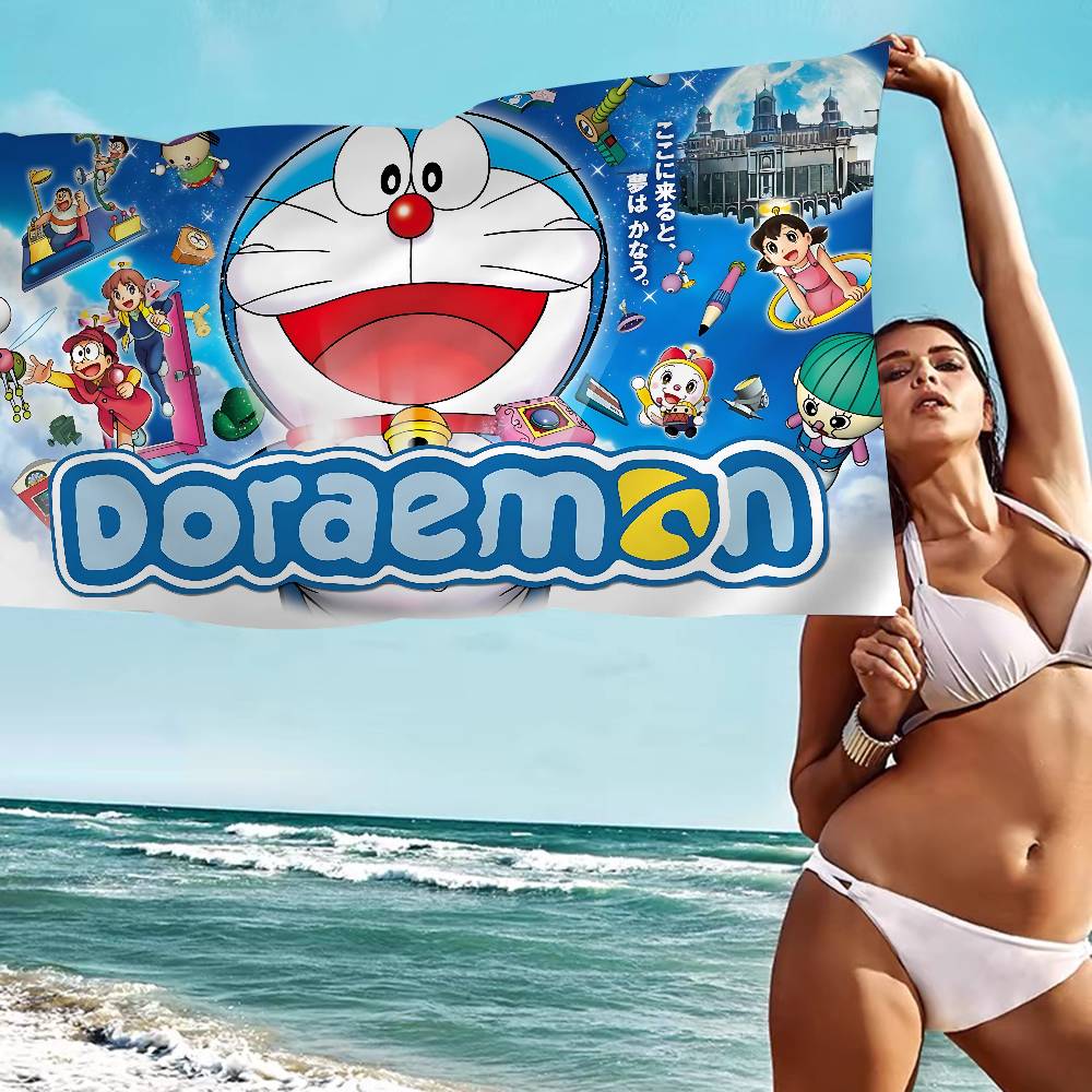 Cartoon D-Doraemon Microfiber Blanket Quick Drying Beach Towels Oversized Printing Super Absorbent Pool Towel Blanket