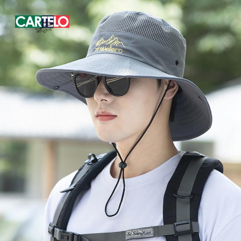 CARTELO Sun Hat for Men, Wide Brim UV Protection Hat, Breathable Foldable Outdoor Sun Hat for Summer Fishing Hiking Fisherman Hat