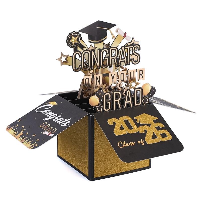 2026 Commemorative Graduation Card 3D Paper Sculpture Greeting Card with Envelope for Commencement Celebration