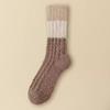 3Pairs Thickened Floor Plush Socks Stripe Mid Tube Socks Women Kawaii Coral Fleece Socks  Autumn