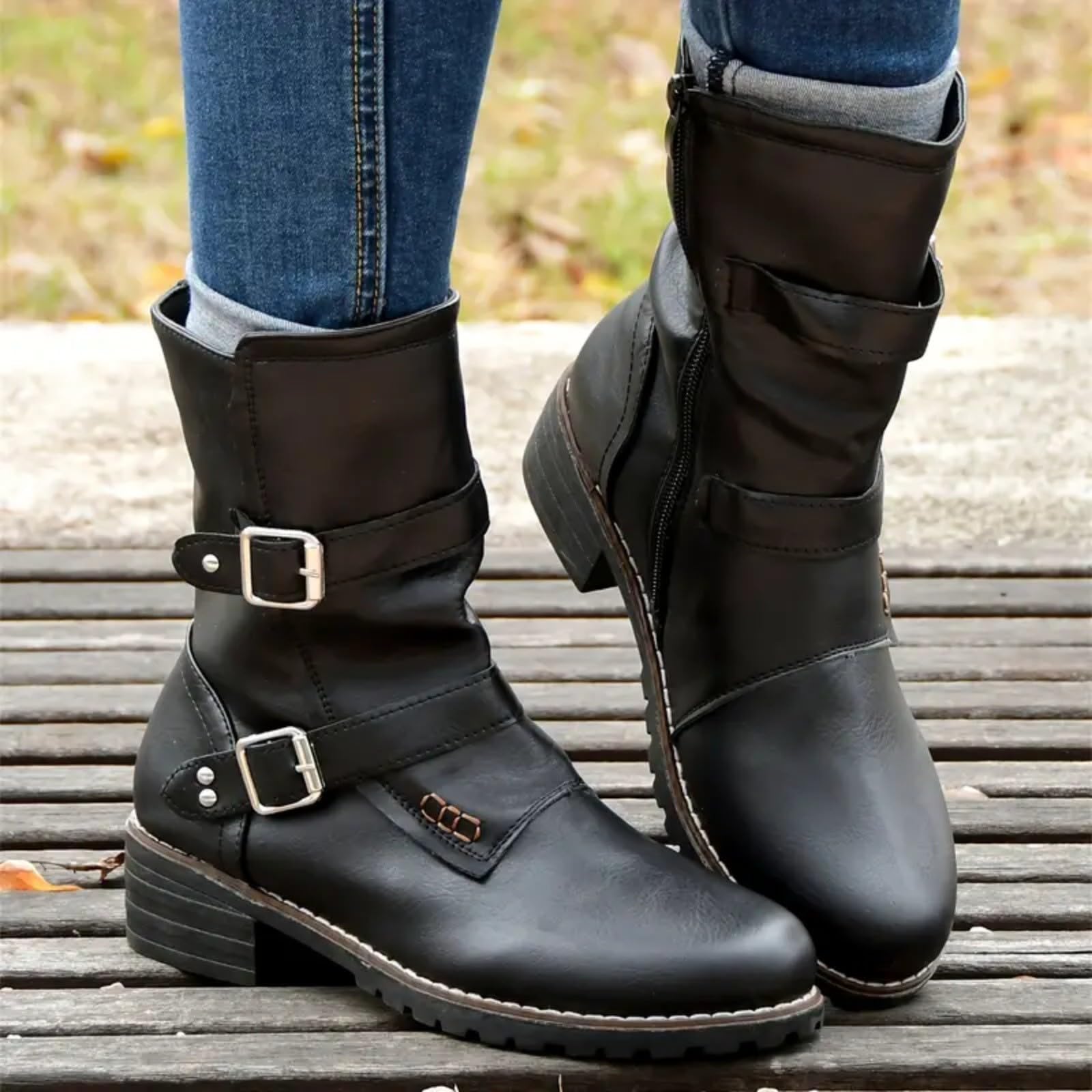 

Женские теплые осенне-зимние ботинки однотонные повседневные и стильные 43 чёрный