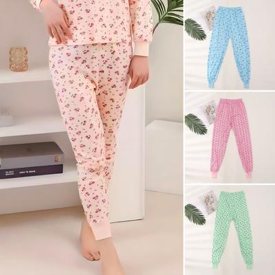 Pajama Pants Elastic High Waist Floral Print Long Trousers Loose