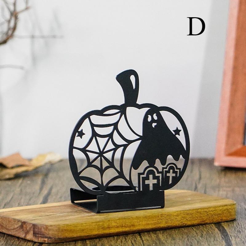

Хэллоуин Кованое желе Домашняя атмосфера Украшение Подсвечник Свечная лампа Домашнее креативное украшение Подсвечник D