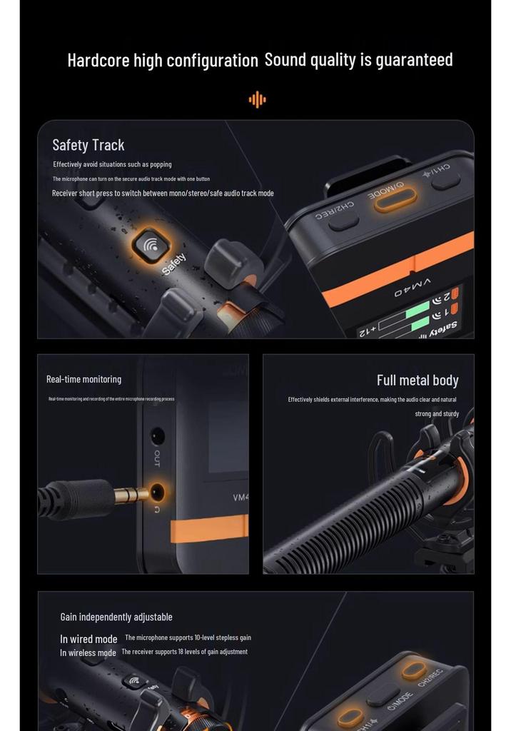 COMICA VM40 Wireless Microphone for Camera and Live Broadcast with Internal Recording Shotgun Audio.