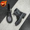 Fashion Punk Style Fur Black Booties Combat Leather Autumn Winter Ankle Boots for Women Hot Pu Footwear Boot Goth Sale Woman Short Shoes