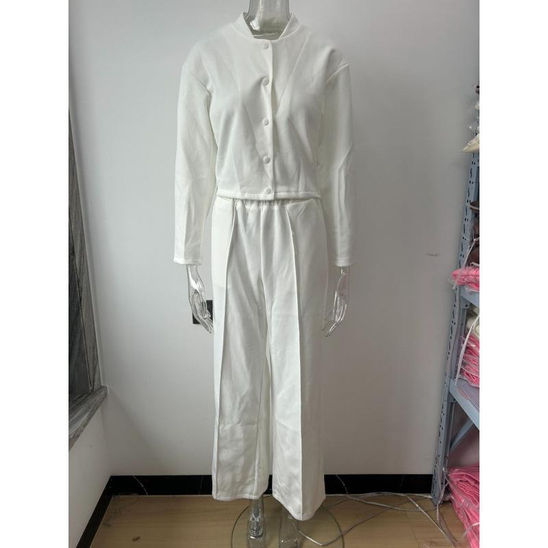 European and American Cross-border Women's Clothing 2025 Autumn and Winter New Fashion Button Loose Jacket Comfortable Versatile Casual Pants Set