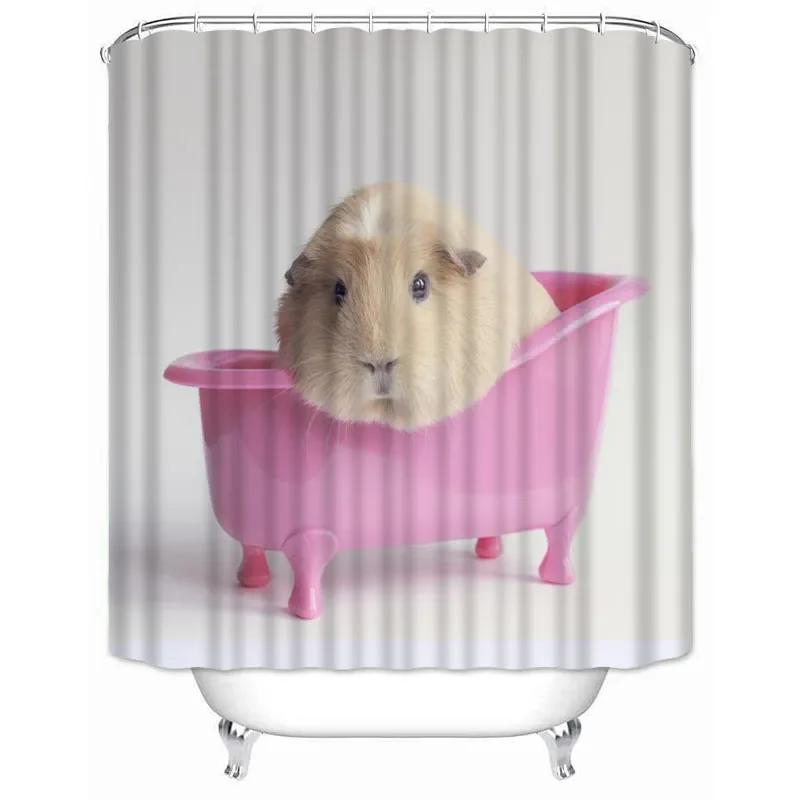 Custom High Quality Guinea Pig Shower Curtain Waterproof Bathroom Polyester Fabric Bathroom Curtain
