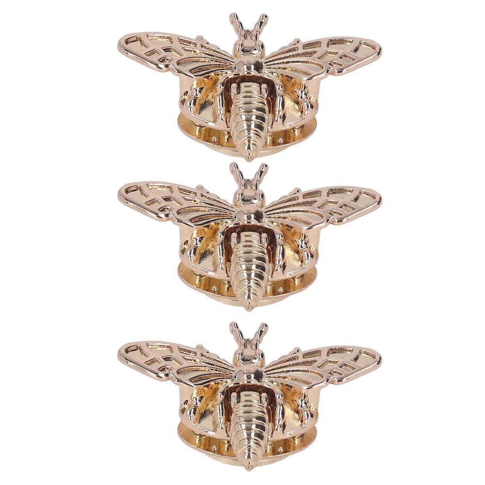3PCS Luggage Accessories Light Gold Clasp Turn Lock Rotatable 3D Bee Purse Closure Alloy Bag Lock Clutch Bag Making