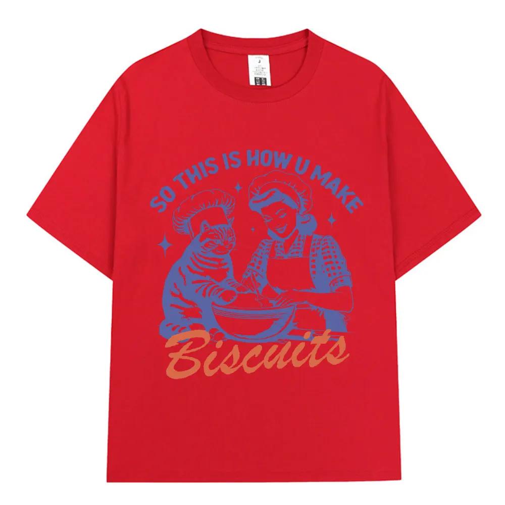 2025 Summer new Funny Cat Baking Stem Printed T-shirt 100% cotton casual loose oversized short sleeve men's T-shirt