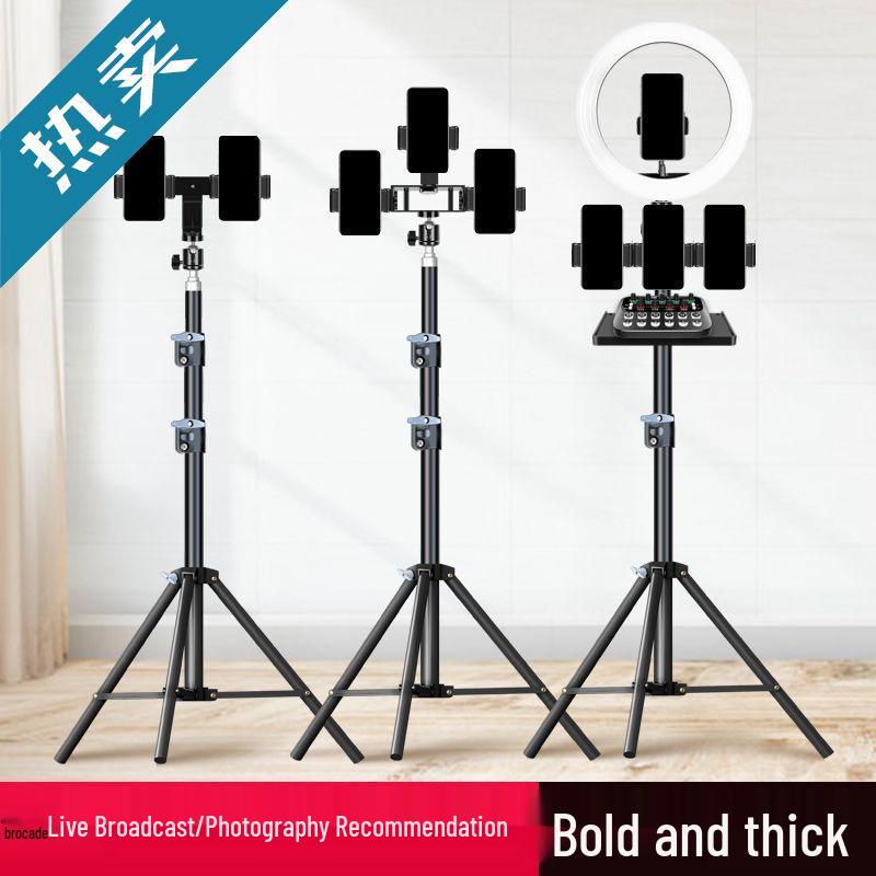 Dual Phone Tripod with Fill Light for Outdoor Live Streaming & Multi-Angle Photography