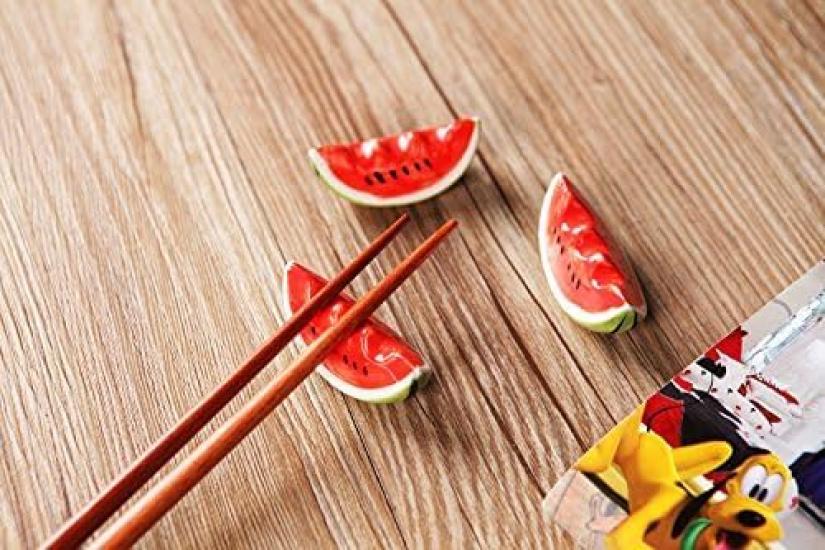 speed mao Cute Watermelon Ceramic Chopstick 2 Set of 6 Rests, Colors,