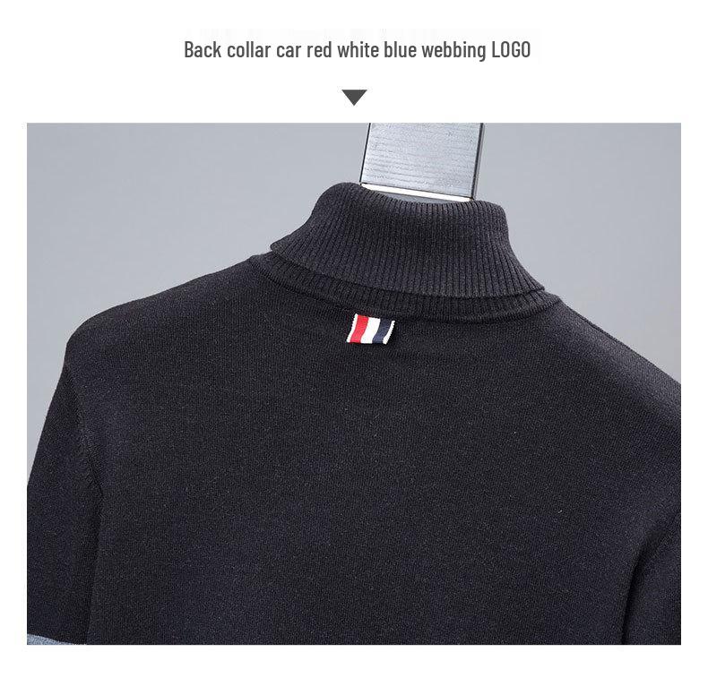 TB BROWIN High-Neck Sweater: Unisex Wool, Four-Bar, British Style