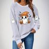 Women's fashionable and casual Halloween print pullover hoodie