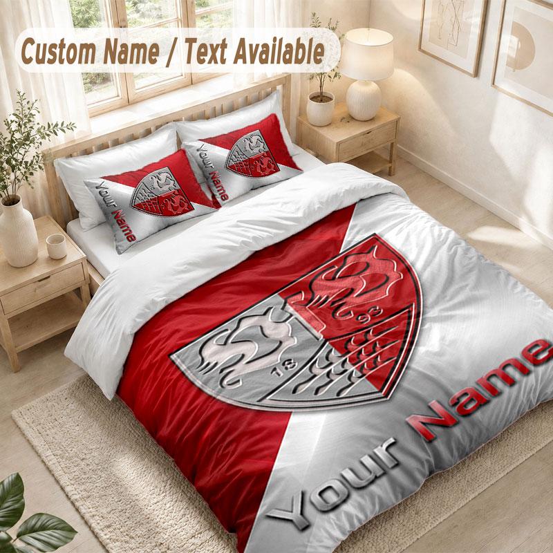 Custom Name Bedding Set 3 PiecesVfB Stuttgart FC Print Duvet Cover + 2 Pillowcases Soft Bed Decor