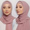 Elegant Elastic Instant Hijab Solid Color Chiffon Hijab Set Women's Modal Pullover Bandana Thin Breathable Soft Cozy Scarf