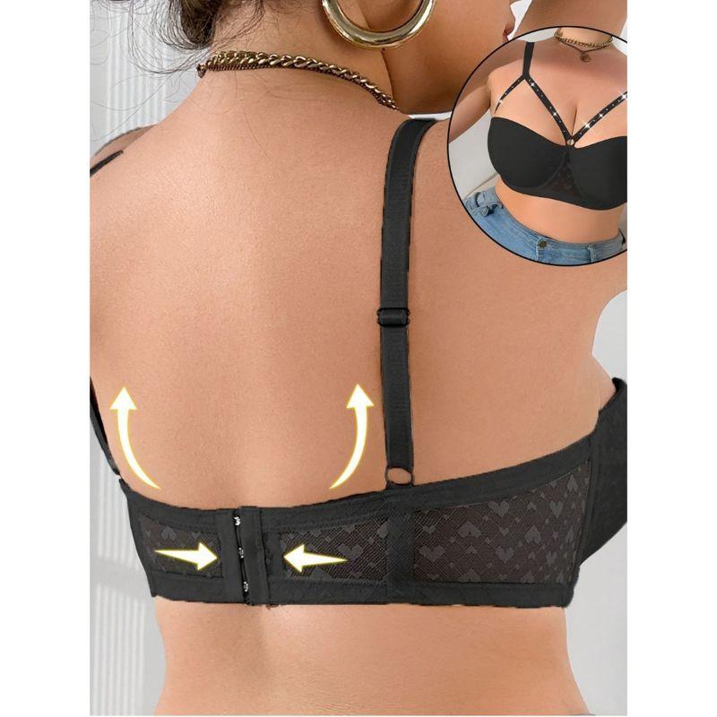 Ladies Plus Size Bra Women Lace-up Bra Adjustable Strap Gathering Bra