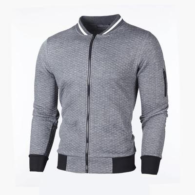 New Fashion Men's Sweater Zip Stand-up Collar Sweater Jacket Men's Casual Style Plaid Cardigan Tops