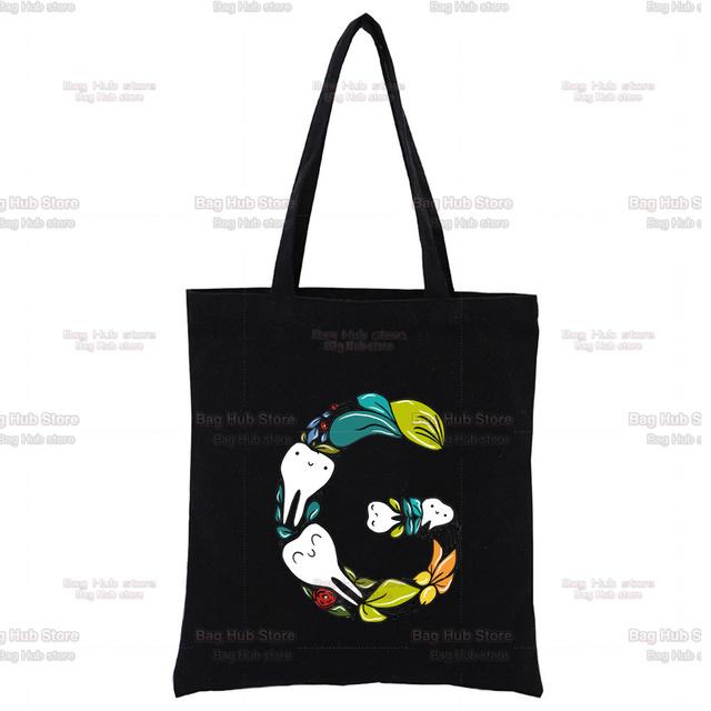 TOOTH 26 Letter Alphabet Printing Canvas Bag Shopper Bag Harajuku Style Women Bags Shoulder Bag Handbag