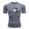 Men's Compression Athletic Workout T-Shirt, Black White Fier