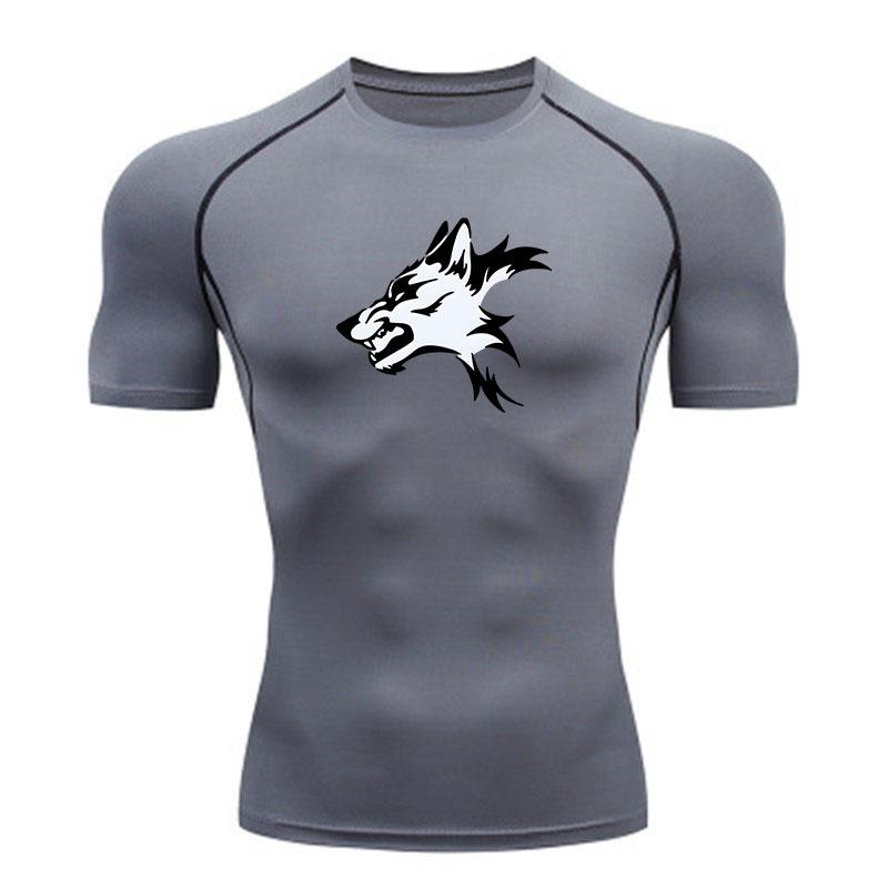 Men's Compression Athletic Workout T-Shirt, Black White Fier