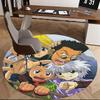 1pc Anime Cartoon Design Round Carpet - Office Chair Mat, Non-Slip Rug for Home Decor, Living Room, Bedroom, Game Room, Dormitory Flooring Gift Idea.W