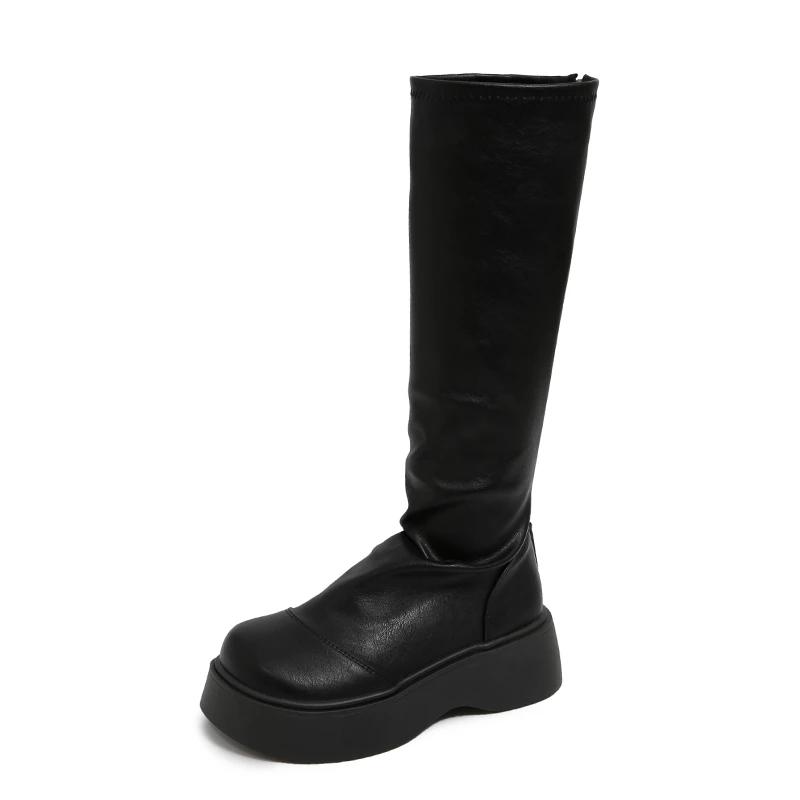 Autumn Winter Platform Thick Sole Women Knee High Boots Cosy Soft Leather Street Style  Mordern Long Booties Zapatos De Mujes