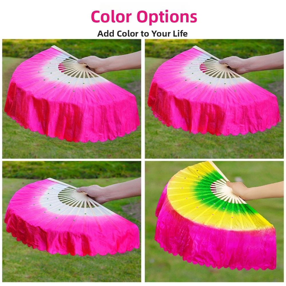 17/20cm Half Circle Silk Veil Pairs Chinese Short Bellydance Fan 31cm Bamboo Bamboo Fans