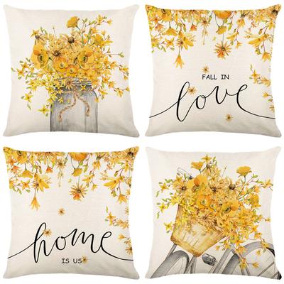 Herbst Pflanze Blume Kissenbezug Leinen gedruckt Home Dekoration Wohnzimmer Sofa Kissen Set Schlafzimmer Kissen