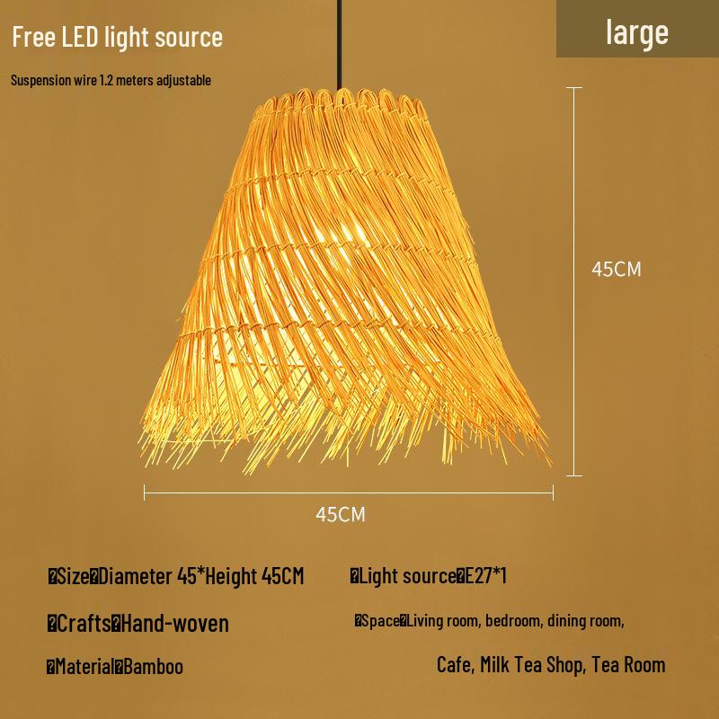 A8L Bamboo Pendant Lamp: New Chinese Zen Style, Rattan Woven Design, Ideal for Tea Rooms, Dining Areas & Teahouses with Japanese Antique Touch.