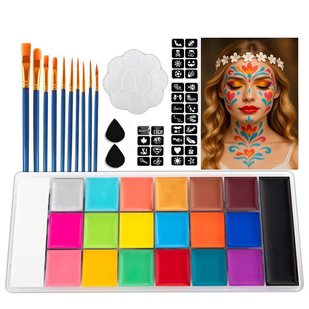 12-Color Fluorescent Face & Body Paint for Halloween, World Cup, and Theater