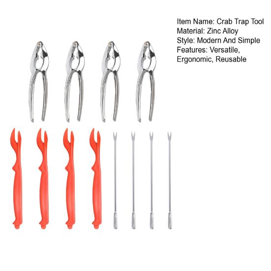 12Pcs Crab Cracker Tool Set Zinc Alloy Shellfish Seafood Kit with Nutcrackers Picks Lobster Opener Tool for Crab Nuts Home Restaurant Use