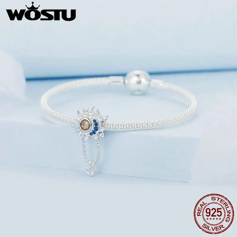 WOSTU 925 Sterling Silver Openable Heart-shaped Balloon Charms Forever Love Pendant Fit Original Bracelet for Valentine's Gift