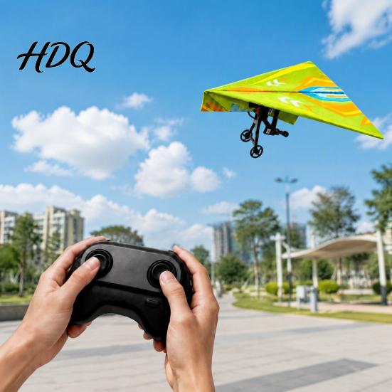 Beginner Friendly Aircraft Remote Control Paper Airplane Kit with 16/32 Colorful Paper DIY Electric RC Plane Educational Toy Gyro Stabilizer Glider
