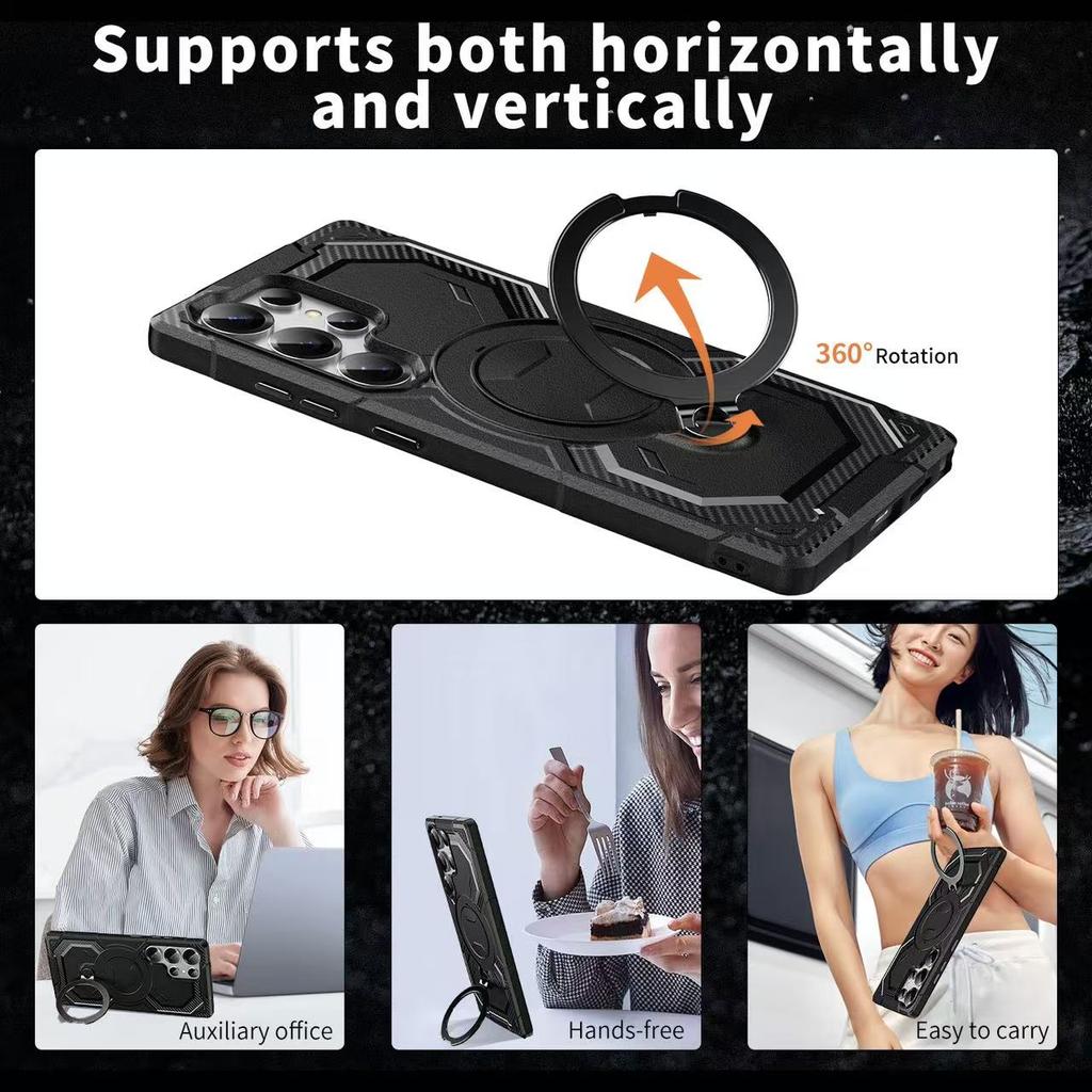 Rotating Bracket Ring Anti Drop Car Magnetic Protective Cover for Samsung Galaxy S25 S24 S23 S22 S21 Ultra Plus FE A55 Case
