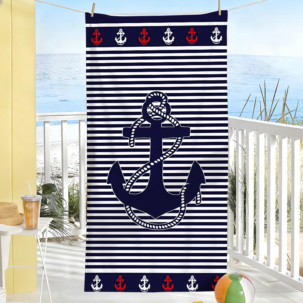 Nautical Anchor Nautical Style Towel Quick Drying Beach Towels Are Suitable For Swimming Pools Camping Yoga And The Gym
