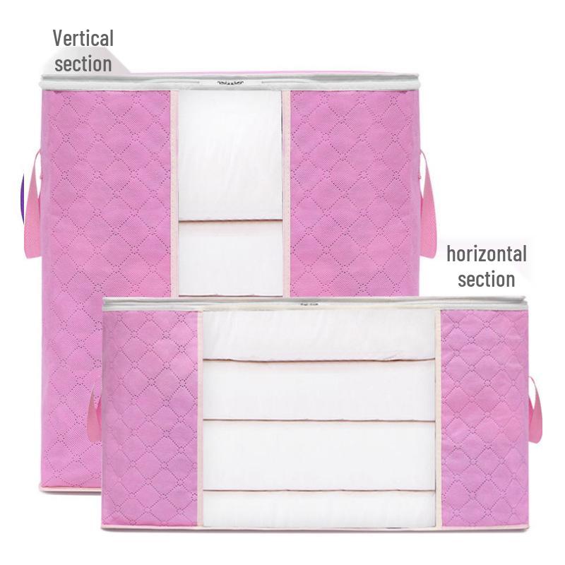 

Тканевый пыленепроницаемый прозрачный ящик для хранения одежды и одеял Large Vertical 47x28x48 розовый