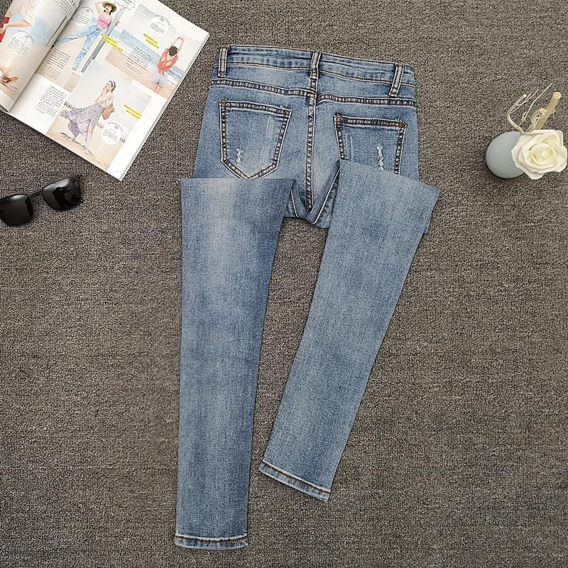 Jeans Skinny Denim Dimagranti Strappati con Perline Europee per Donna - Collezione Estate 2026