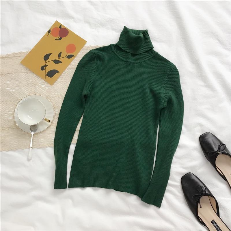 Maglione Dolcevita Lavorato a Maglia Elasticizzato Casual da Donna Slim Solido Inverno Autunno