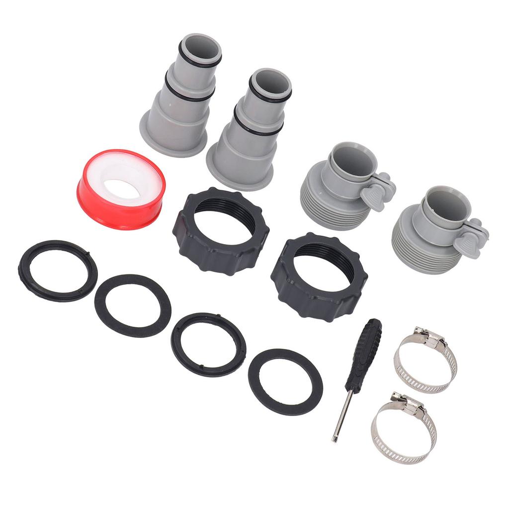 Threaded Hose Adapter Kit Replacement Clamp Pipe Connector for 1.5 and 1.25 Inch Hoses Filter Pump