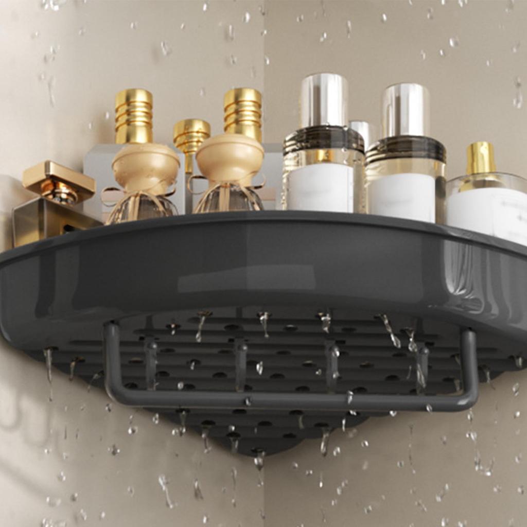 Adhesive Shower Shelf, Wall Mounted Corner for Bathroom Toilet Storage   with Non Drill Design