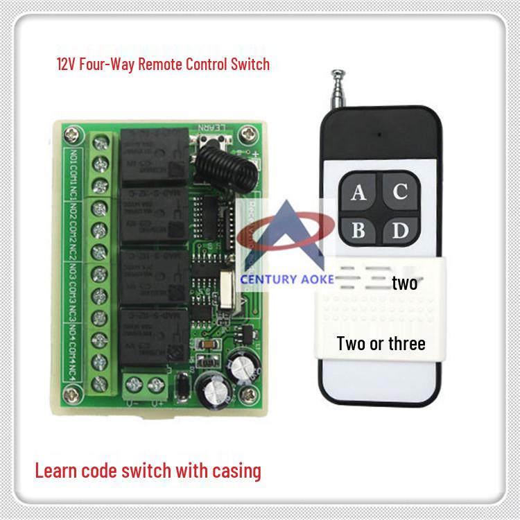12V Four-Channel Controller with New 433MHz Remote Control Two-way Remote Switch
