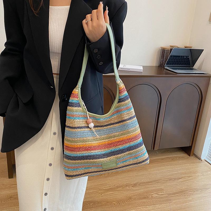 Bag women's new fashion shoulder bag autumn popular woven tote large-capacity vacation straw bag